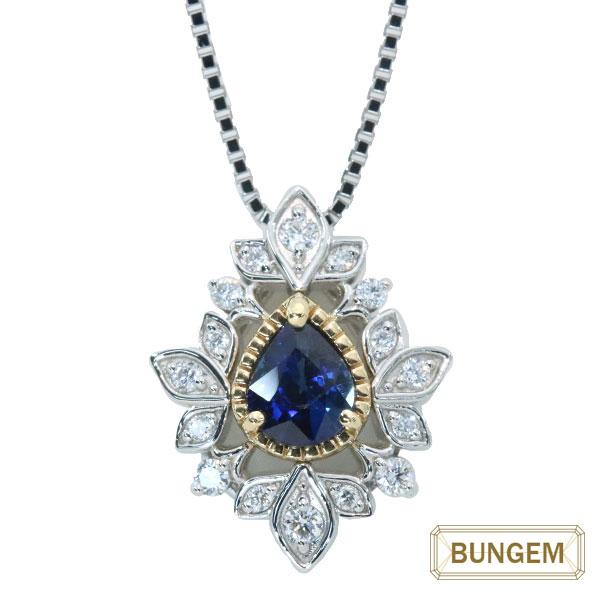 pt850/k18 サファイア ダイヤモンド ネックレス