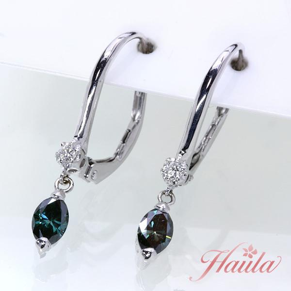 K18WG D0.06ctブルーダイヤ（トリート）フックピアス 約2.5cm K18WG D0.06ctブルーダイヤ（トリート）フックピアス 約2.5cm