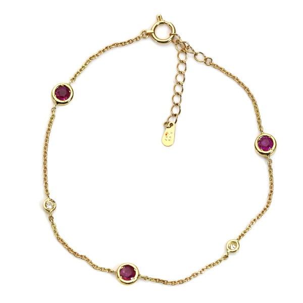 ステーションブレスレット ルビー 0.65ct ダイヤモンド ブレスレット 