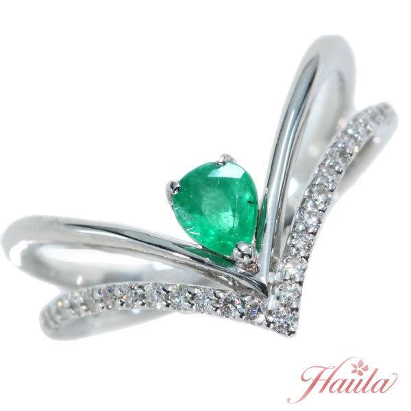 エメラルド リング/指輪 0.260カラット プラチナ900 PT900 ペア  