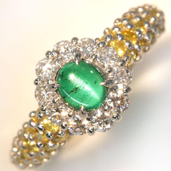 エメラルドキャッツアイ リング/指輪 0.343ct PT900 びっしりイエロー 