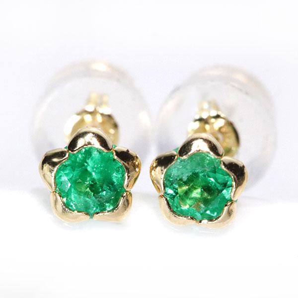 エメラルド ピアス/イヤリング 0.420カラット 18金イエロー  
