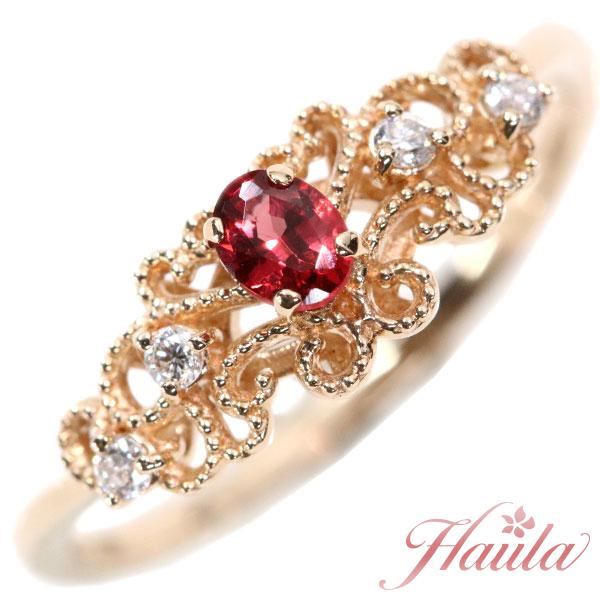 レッド スピネル リング/指輪 0.20カラット 18金ピンクゴールド K18PG