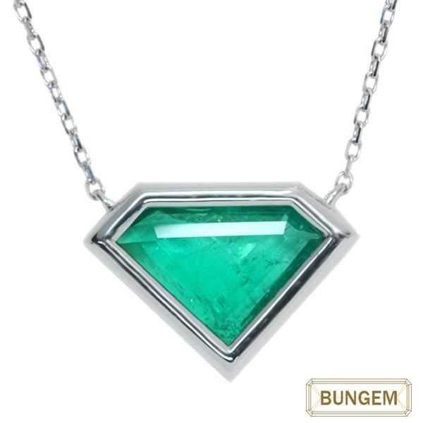 エメラルド ネックレス 1.47ct PT900/PT850 ダイヤモンドの