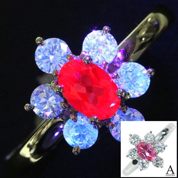 蛍光ダイヤシリーズ ネオンホットピンクスピネル 0.477ct PT900 リング 