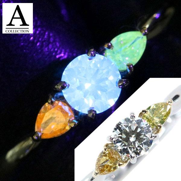 蛍光ダイヤシリーズ ダイヤモンド0.340ct PT900/K18 リング/指輪 