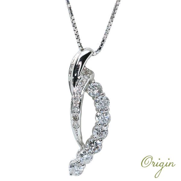 ダイヤモンド ネックレス 1.0カラット 18金ホワイトゴールド  