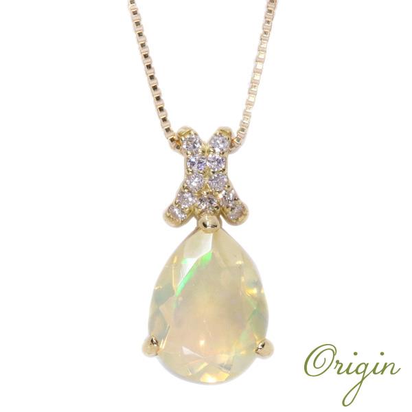 エチオピア オパール ネックレス 0.92ct 18金イエローゴールド K18 色 