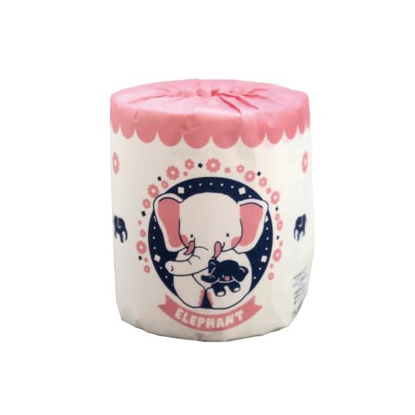 トイレットペーパー　アニマルシリーズ　ゾウ 100個セット販売大きな耳と長い鼻が特徴のゾウ親子モチーフのデザインです。山積みのディスプレイでイベントを盛り上げます!イベントやセールのバラマキ用にご使用下さい。●ロール(ペーパー)サイズ 11...