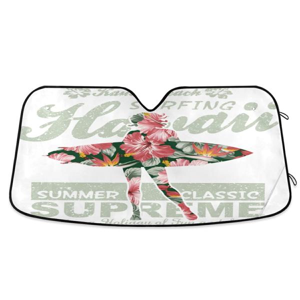 【並行輸入品】Hawaiian Floral Flower Girl with Surfboard Summer Pattern Auto C
