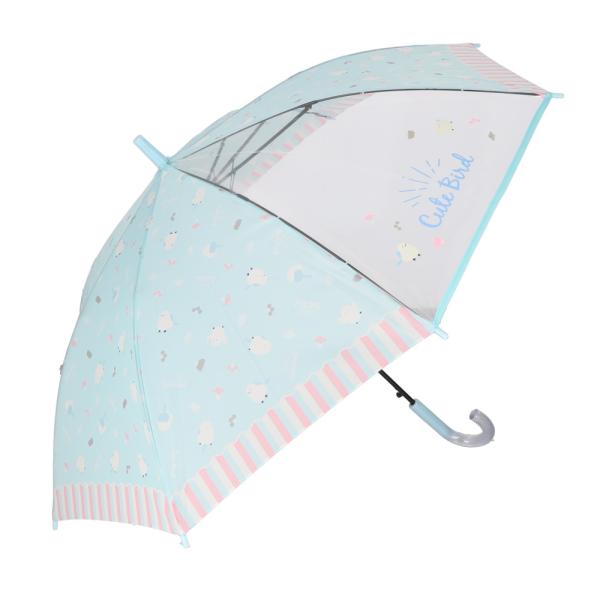 ☆ シマエナガSKY ☆ ジュニア耐風傘 透明窓付き 55cm 傘 キッズ 子供用 55cm 耐風 耐風傘  丈夫 女の子 透明窓付き 窓付き 透明窓 雨傘 傘