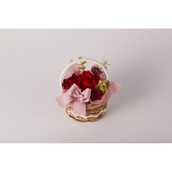 ☆ レッド フラワーバスケット プリザーブドフラワー かご