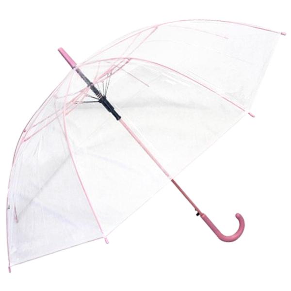 ☆ ピンク ☆ ATTAIN 65cmPOE カラーグラス骨/中棒 ビニール傘 65cm 傘 透明 長傘 ジャンプ傘 透明傘 雨傘 かさ レディース メンズ 大きめ