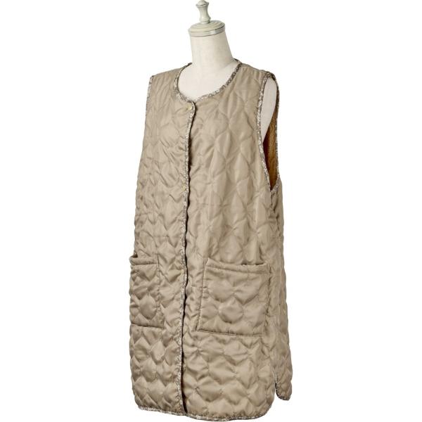 ☆ ベーシック.ベージュ ☆ daybyday ボアキルトエプロン REP レップ エプロン キルト キルトエプロン 前掛 前掛け ボア ゆったり ポケット