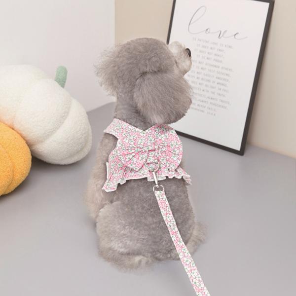 ☆ ピンク×ショート ☆ XL ☆ ペット 犬 ハーネス ワンピース 花柄 ハーネス 犬 ワンピース 犬服 スカートペット服 ドッグウェア 胴輪