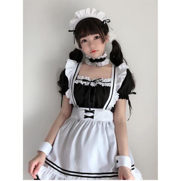 ☆ ブラック×ホワイト ☆ Mサイズ ☆ メイド服 kcos01 メイド服 可愛い コスプレ 衣装 女性 ワンピース ドレス コス コスチューム メイド