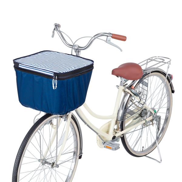 ☆ ネイビーボーダー 自転車 カゴカバー 2段 Pluie Benite プリュイベニット 通販 前カゴカバー 二段式 自転車カゴ カバー 前かご はっ水