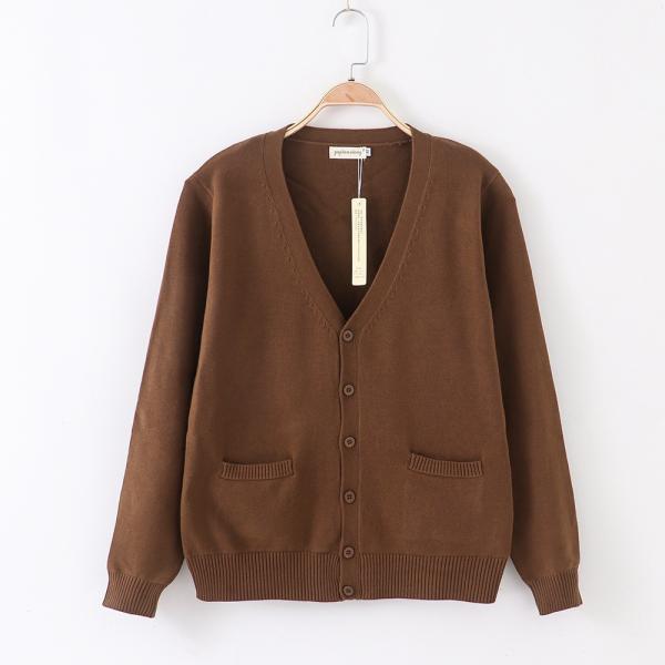 ☆ ブラウン ☆ Mサイズ ☆ カーディガン pmyvest07 スクールカーディガン メンズ レディース 男子 女子 カーディガン 綿 コットン カーデ