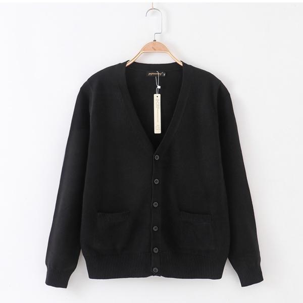 ☆ ブラック ☆ Sサイズ ☆ カーディガン pmyvest07 スクールカーディガン メンズ レディース 男子 女子 カーディガン 綿 コットン カーデ