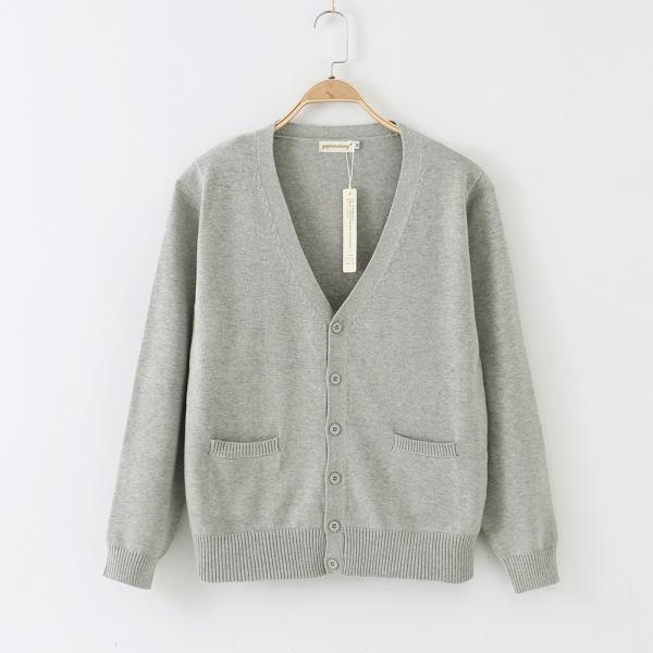 ☆ グレー ☆ Sサイズ ☆ カーディガン pmyvest07 スクールカーディガン メンズ レディース 男子 女子 カーディガン 綿 コットン カーデ