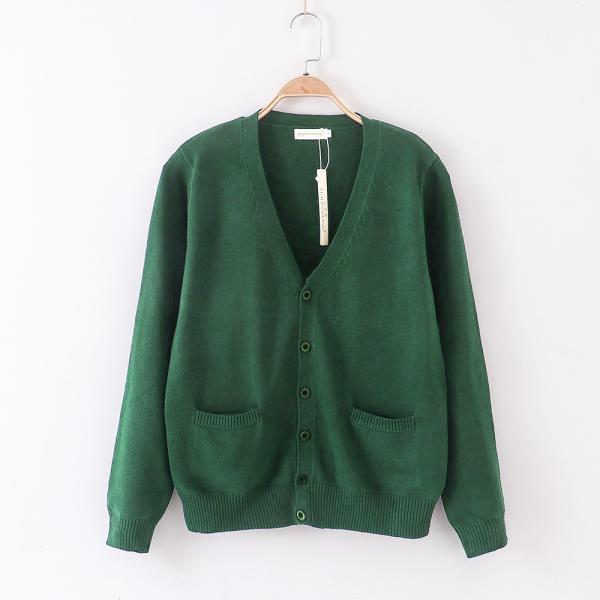☆ グリーン ☆ Sサイズ ☆ カーディガン pmyvest07 スクールカーディガン メンズ レディース 男子 女子 カーディガン 綿 コットン カーデ