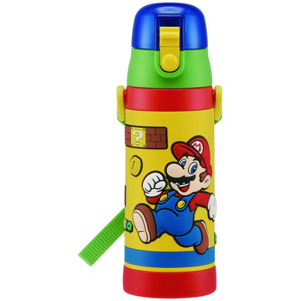 他サイト： ☆ スーパーマリオ 水筒 キッズ 直飲み 通販 約 500ml 子供 480ml おしゃれ キャラクターグッズ ワンタッチ ボトル マイボトル ショルダーの商品画像