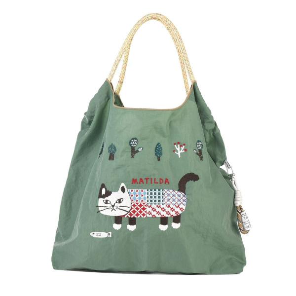 ☆ マチルダさん/グリーン ☆ 撥水加工 刺繍ワッシャーバッグ パラコードバッグ 刺繍 ワッシャーバッグ パラコードバッグ アニマル