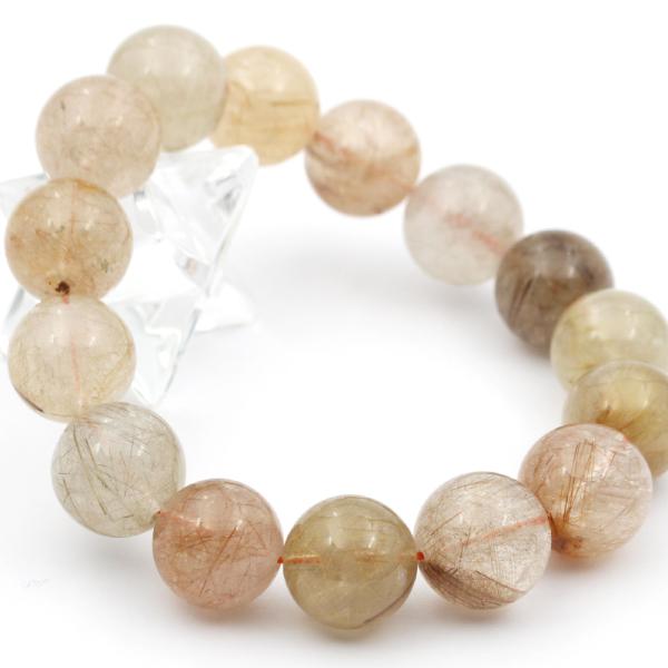 Lucky365 卸売り 現品 ミックスルチルクォーツ ブレスレット 15mm