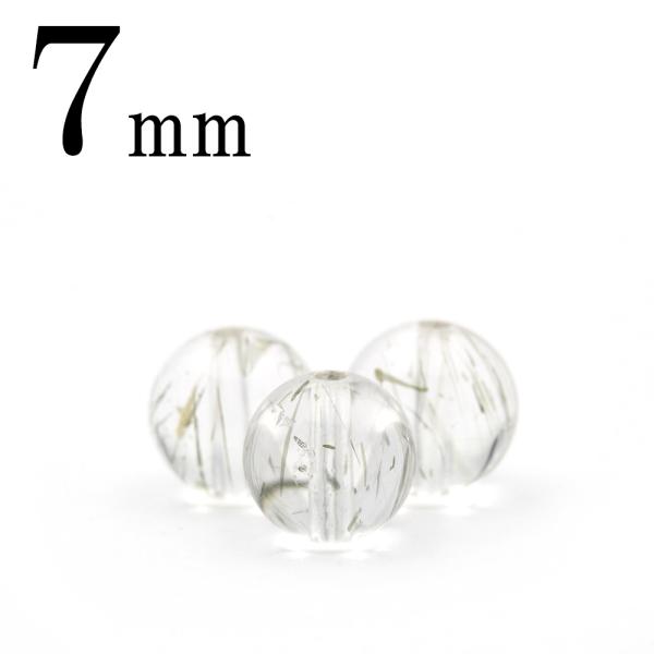 Lucky365 1粒売り 天然石 サゲニティッククォーツ 丸ビーズ 7mm t191