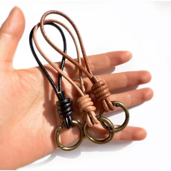 革調ハンドメイド キーリング ストラップ（13cm）キーホルダー 006