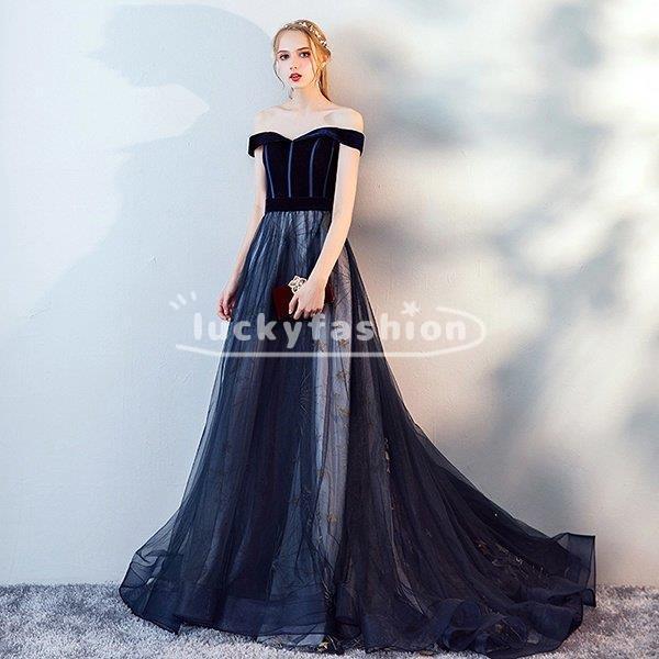 オフショルダー ドレス ブライダル ドレス パーティードレス 結婚式 ワンピース 体型カバー ロングドレス ドレス大人 ドレス大人 ワンピース 発表会ワンピース フォーマルドレス Lk Lf ラッキーファッション