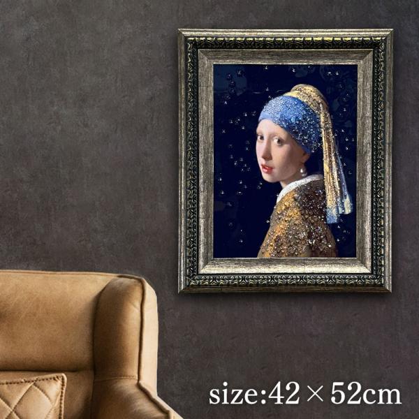 輸入雑貨　天然石　ダヴィンチ作『真珠の耳飾りの少女・クリスタルアート』　水晶絵 luckykagu_747800116