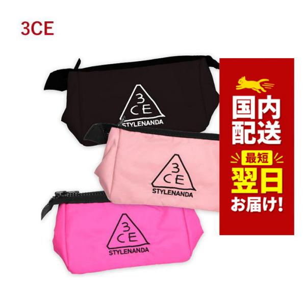 韓国コスメ ポーチ 3CE POUCH_SMALL 3CE ポーチ 化粧ポーチ ペンケース 小物入れ ブラック ピンク smallサイズ