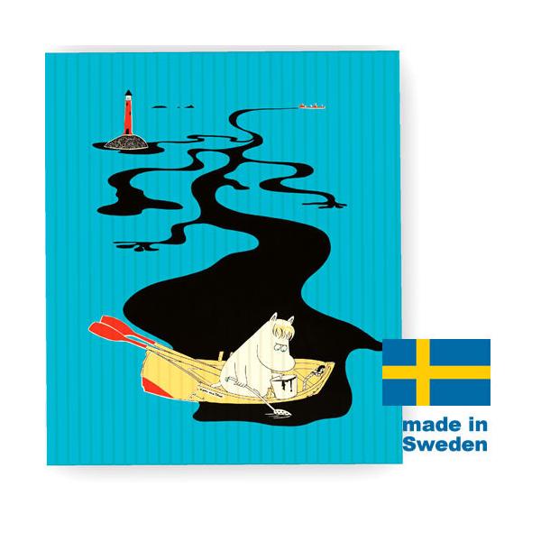 【ゆうメールOK】北欧スポンジワイプ　ムーミンシリーズ　Keep Sweden Tidy ブルー(布巾ふきん)