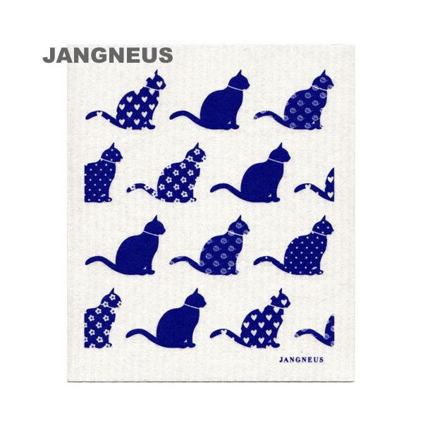 北欧スポンジワイプ　キャット　ブルー　　JANGNEUS