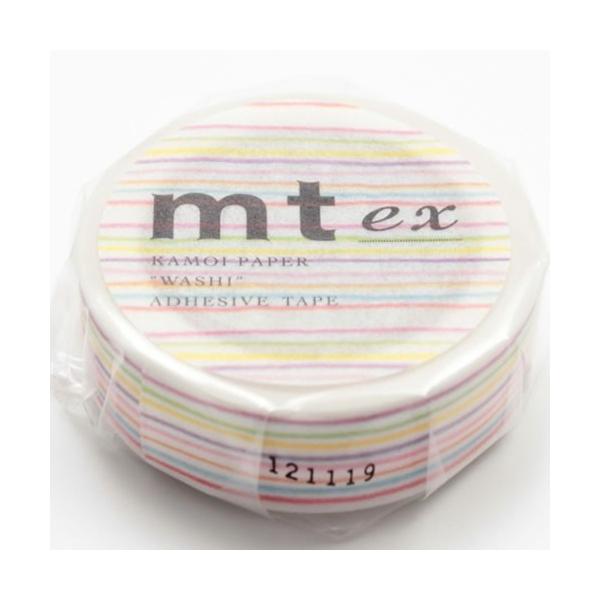 【ゆうメール９９円】カモ井加工紙 mt ex 色えんぴつ・ボーダー 15mm幅×10m巻き 　マスキングテープ　　
