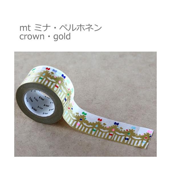 【ゆうメール９９円】カモ井加工紙 mt ミナ・ペルホネン　crown・gold 幅27mmx10m  10P26Mar16　マスキングテープ