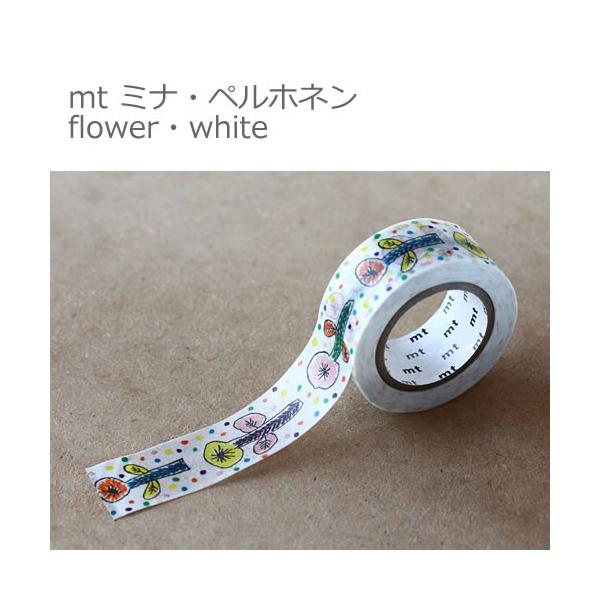 【ゆうメール９９円】カモ井加工紙 mt ミナ・ペルホネン flower・white 20mmx10m  10P26Mar16　マスキングテープ　　