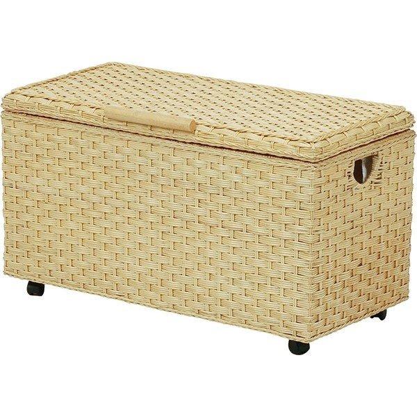 ラタンバスケット 収納ケース 幅75cm 奥行38 5cm 高さ43 7cm アジャスター ホワイト 白 送料無料 Rud 1801wh 内布付き