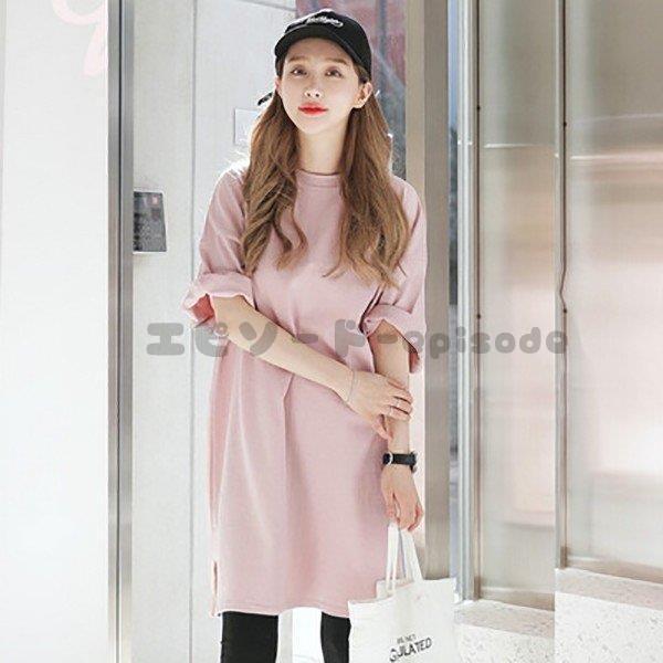 Tシャツワンピース レディース 無地 シンプル 夏 ミディアム丈 カットソー 半袖 チャイナカラー 丈長め Dx8 エピソード Episode 通販 Yahoo ショッピング