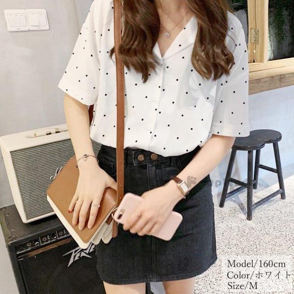 ドット柄 半袖ブラウス 水玉シャツ レディースシャツ短袖 水玉柄ブラウス Vネック ドット 開襟シャツ レッド シャツ コットン上着トップス全店２点 Lur4qfipmc ワンピース チュニック Aslanmoden At