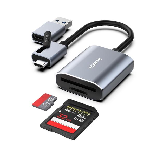 他サイト： BENFEI SDメモリカードリーダー USB Type-C/Type-A対応 SD/TF(Micro SD)カードリの商品画像