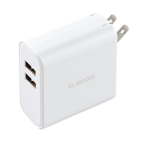 他サイト： エレコム 充電器 USB コンセント 合計24W 2ポート USB-A 折りたたみ式プラグ 2台の商品画像