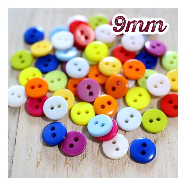 プラスチックボタン カラフル 9mm ミックス50個 ab-239
