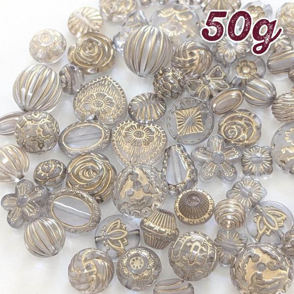 アクリルビーズミックス 50g（グレー） ab-543