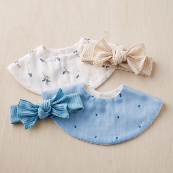 ★ミント刺繍×フレッシュミルク★ ハンドメイド　リバーシブル　スタイ lulumina_4580070191083