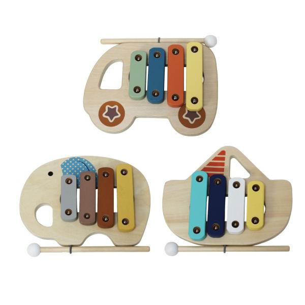 優しい音色と木の温もり、カラフルな音板が子供心をくすぐります。握って、叩いて、音を出して、子供の脳に良い刺激を与える知育玩具としても注目されています。＊Size：W190 x H150 - 160 x D30 mm、160 - 185g＊対...