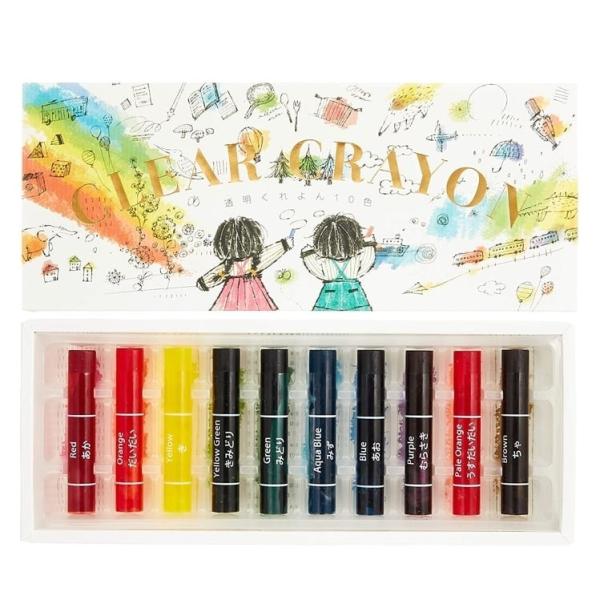 コクヨ 透明クレヨン 10色  お絵かき くれぱす KOKUYO 日本製 顔料 ワックス