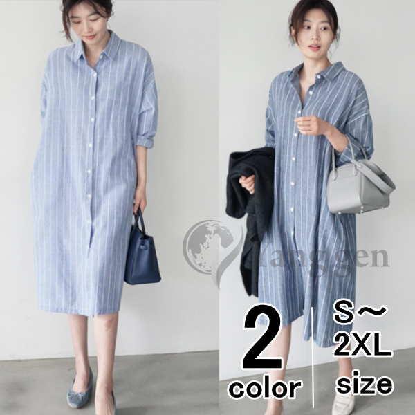 シャツワンピ ス ロングシャツ 大きいサイズ ストライプ 襟付き 長袖 体型カバー 春夏 Buyee Buyee Japanese Proxy Service Buy From Japan Bot Online