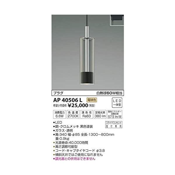 KOIZUMI 電球色LEDスライドコンセント用ペンダント AP40506
